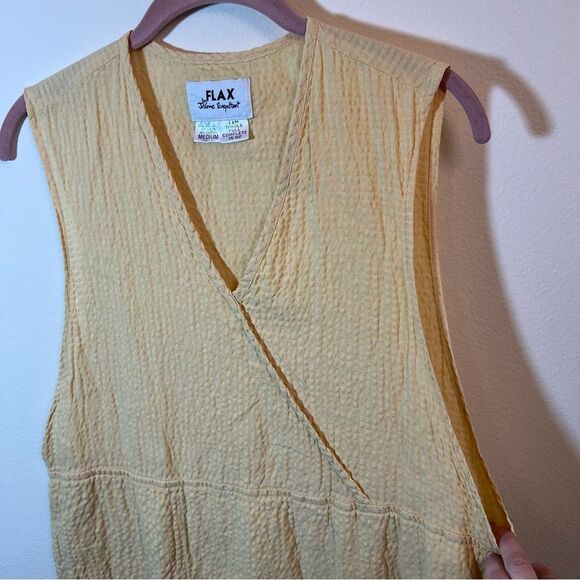 Flax by Jeanne Engelhart Women’s Butter Yellow Linen Maxi Dress Medium - Picture 3 of 9